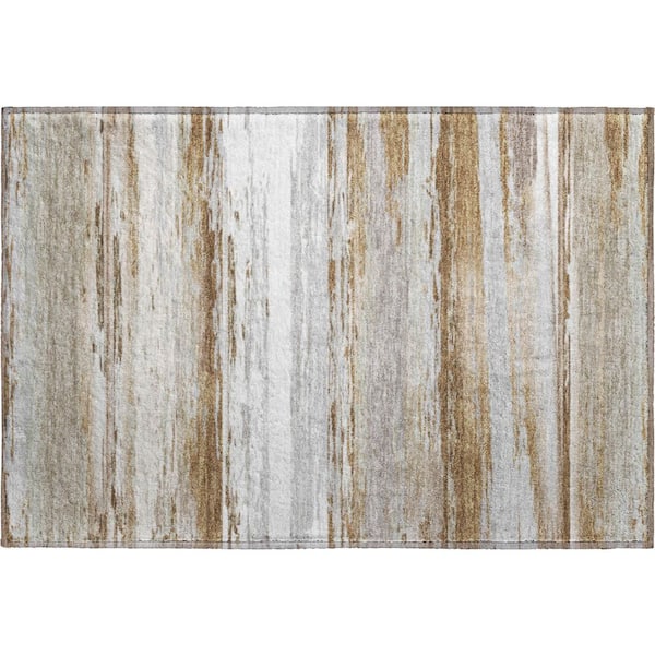 Mayfield Premium Machine Washable Abstract AMF2243 Brown 2 ft. x 3 ft. Accent Rug
