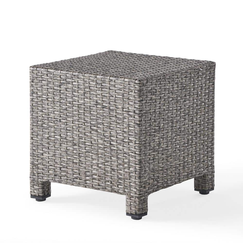 Black Wicker Rattan Outdoor Patio Side Table.
