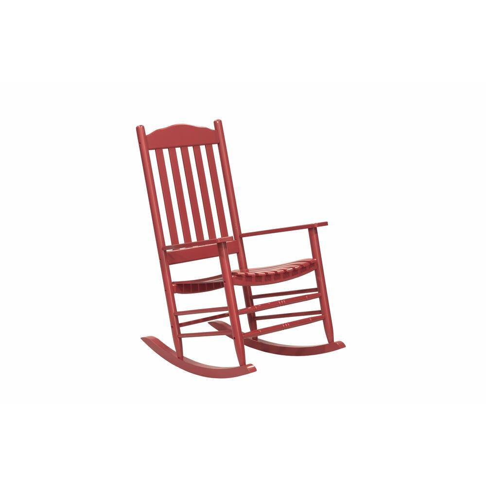 Red Acacia Wood High Back Outdoor Rocking Chair
