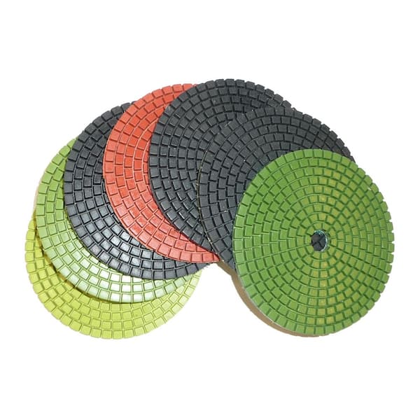 Unbranded 4 in. JHX Wet Diamond Polishing Pads for Granite/Concrete (Set of 7-Pieces) (1-Grit Each Piece)