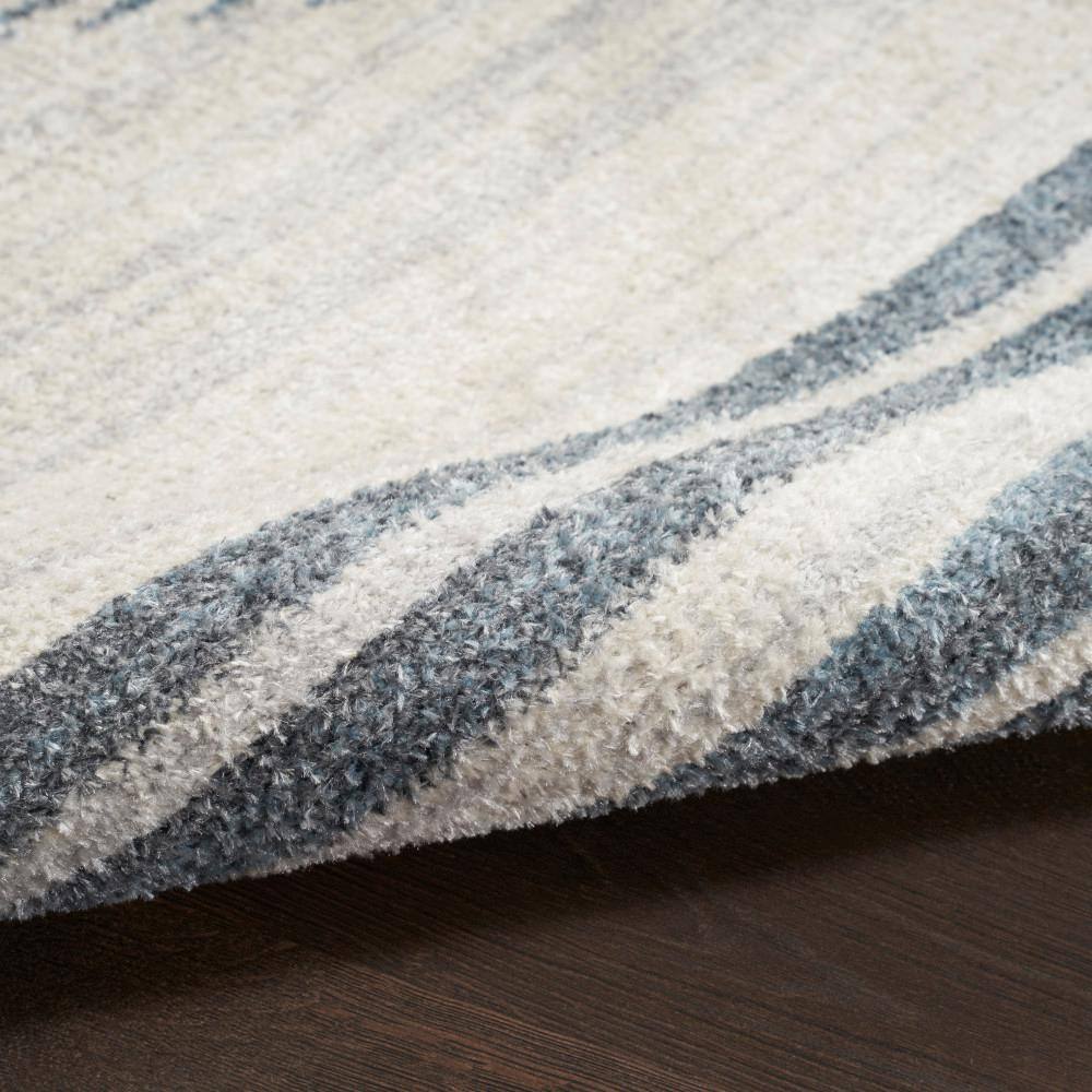 Astra Ivory Blue Machine Washable Synthetic Runner Rug