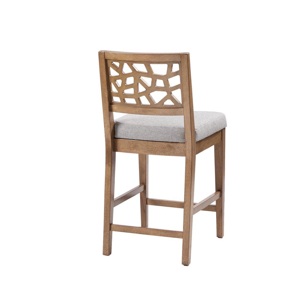 Caramel Oak Crackle Mosaic Counter Stool in Light Gray
