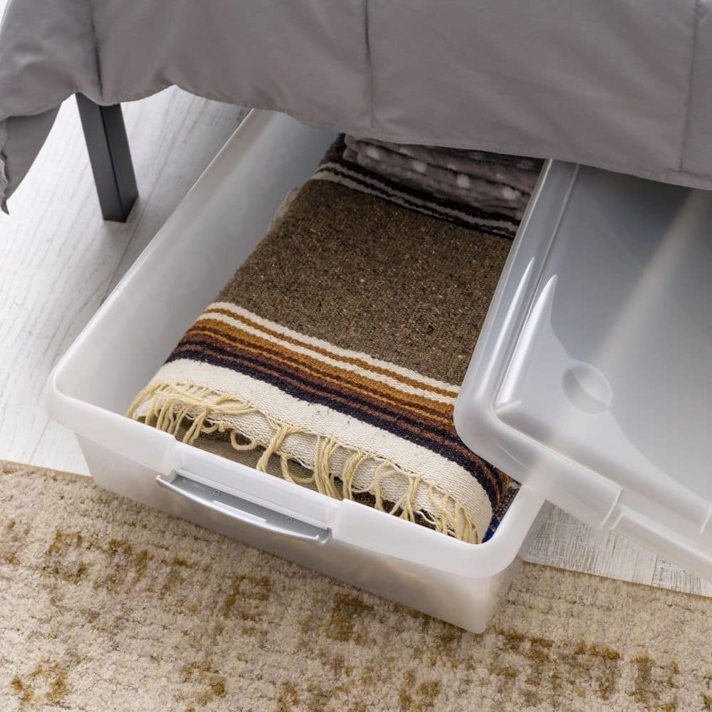 ClearView 40 Qt Kids' Collapsible Underbed Plastic Organizer with Tan Buckles