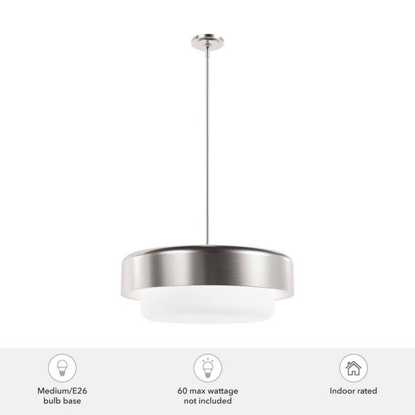 Hunter Wedgefield 4-Light Brushed Nickel Transitional Frosted Glass Bowl LED Medium Hanging Kitchen Island Light