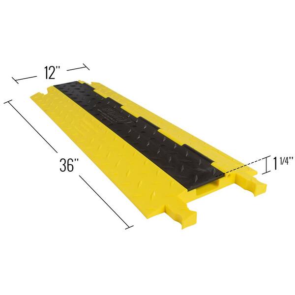 Pyle Durable Cable Protection Ramp Cover - Supports 11000lbs Single Channel  Heavy Duty Hose and Cord Track Floor Protection, 39.4” x 5.11” x 0.78”