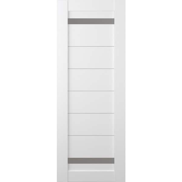 Belldinni Perla 24 in. x 80 in. No Bore 2-Lite Frosted Glass Bianco Noble Solid Composite Core Wood Composite Interior Door Slab