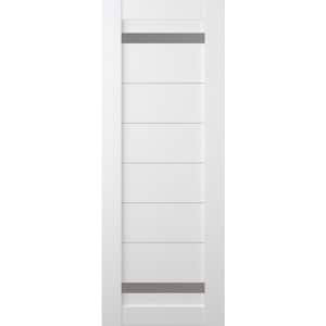 36 in. x 80 in. No Bore Solid Core 2-Lite Perla Frosted Glass Bianco Noble Wood Composite Interior Door Slab