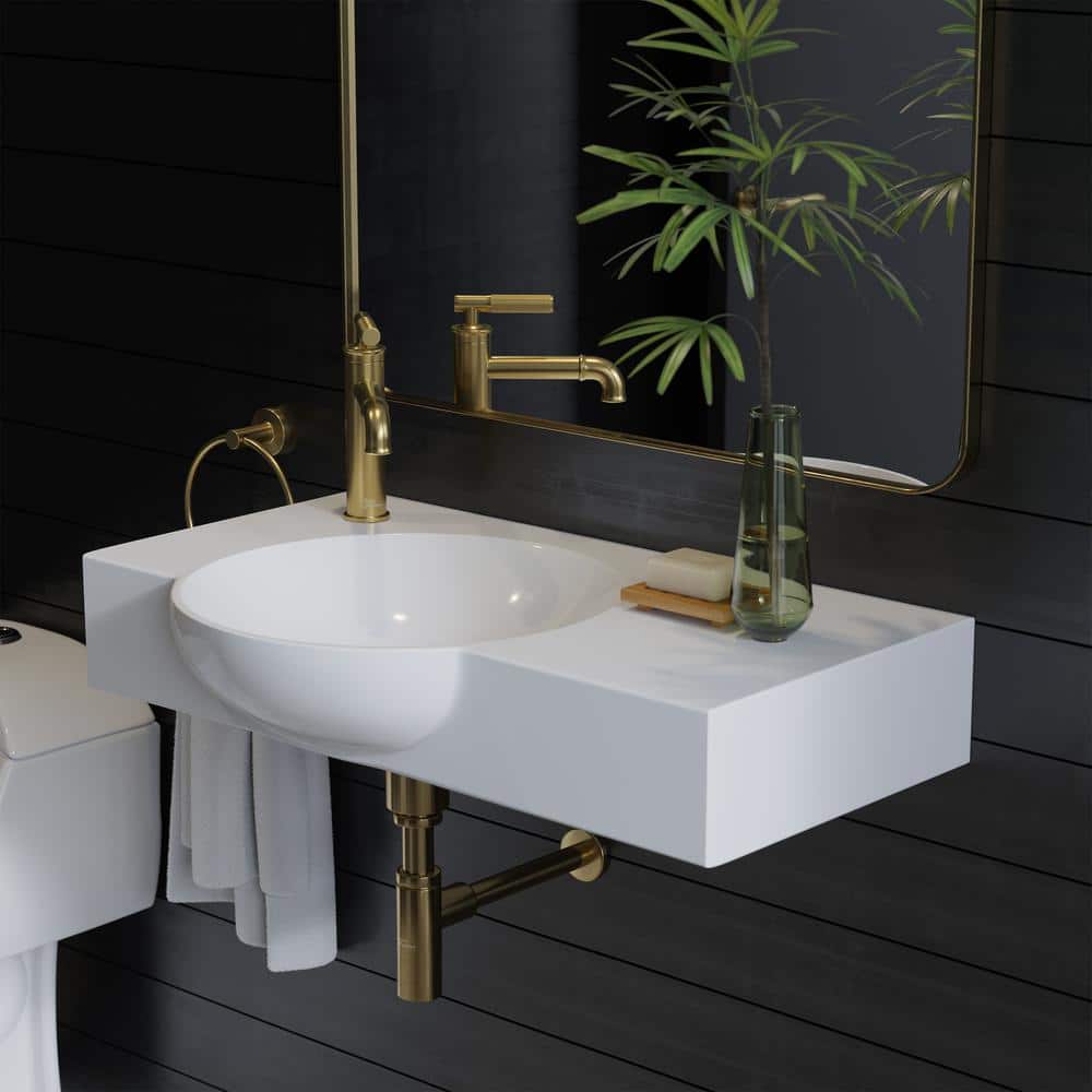 Chateau 30" Glossy White Ceramic Wall-Mount Bathroom Sink