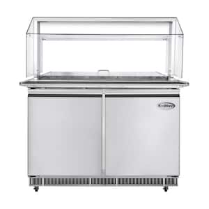 48 in. Cold Food Table Refrigerator with Sneeze Guard and Buffet Tray Slide in Stainless-Steel