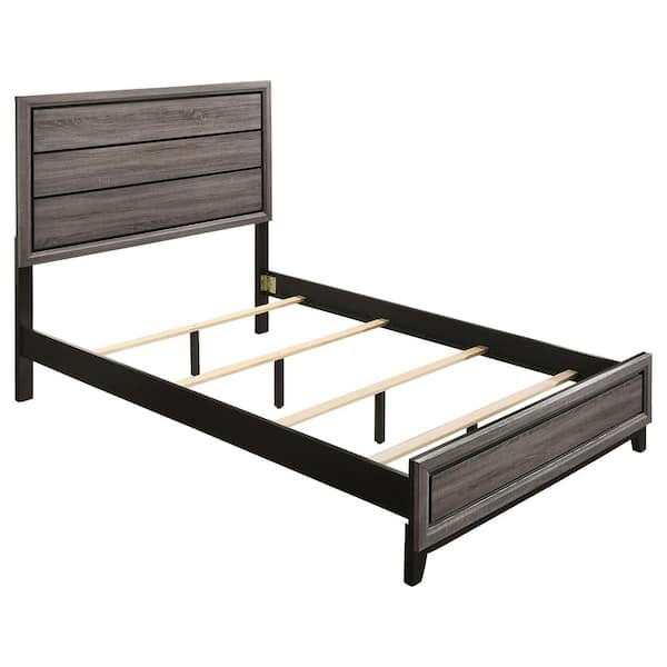Coaster Watson Gray Oak and Black Wood Frame Queen Panel Bed