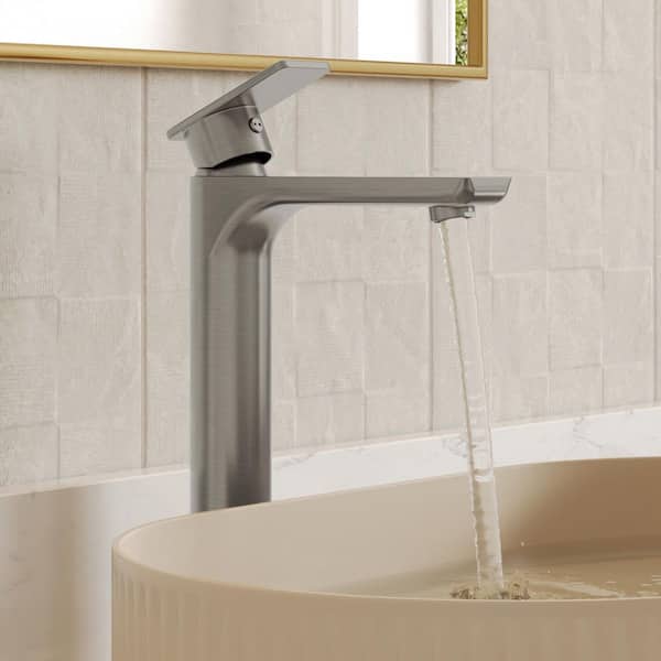 10 in. Spout Height Single Handle Single Hole Bathroom Faucet in Brushed Nickel