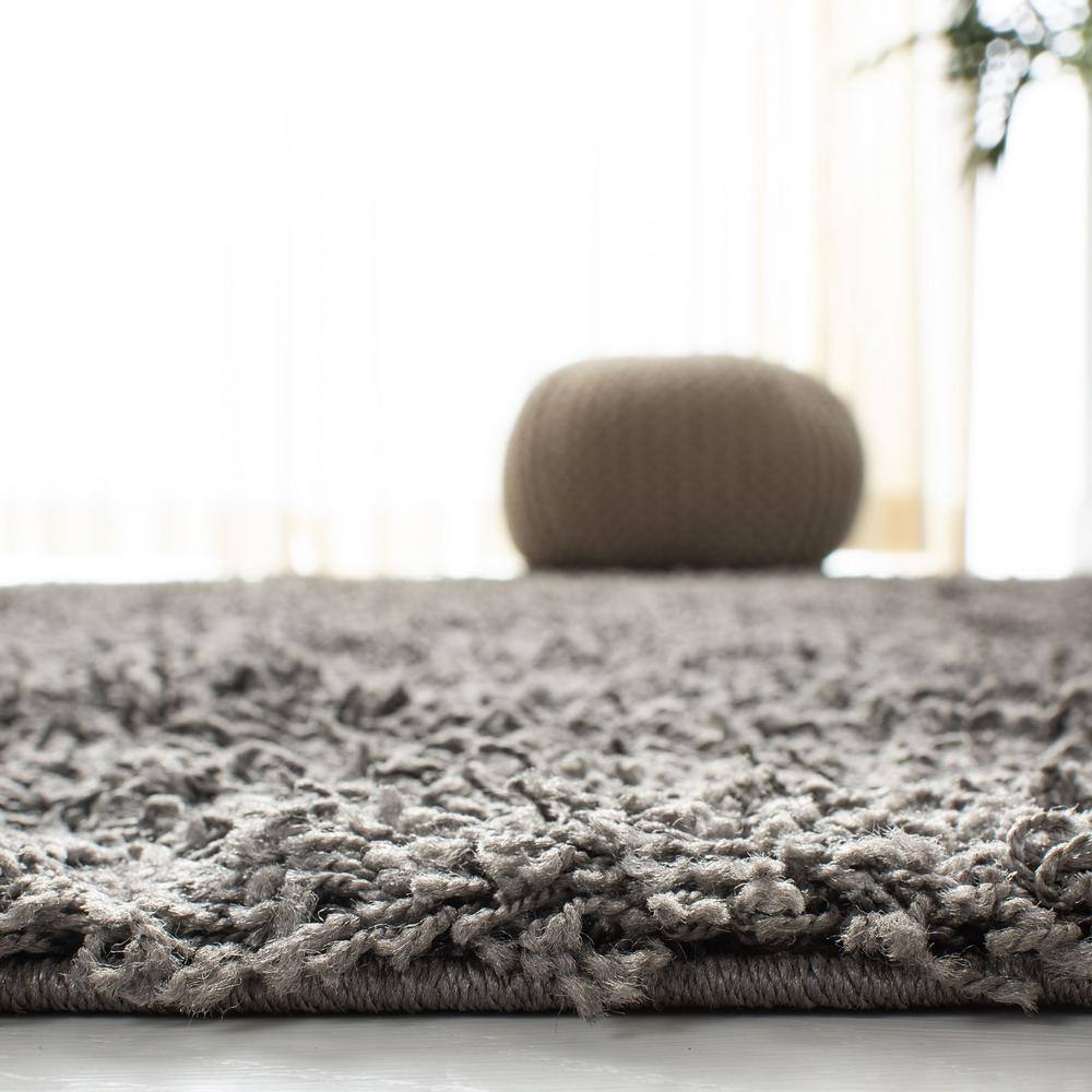 Athens Dark Gray Synthetic Shag Area Rug 5'1" x 7'6"