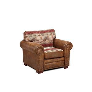 Deer Valley Brown Tapestry Upholstered Chair in Faux Leather Fabric