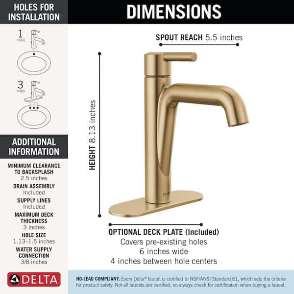 Delta Nicoli Gold Single-Handle 4 in. Single Hole Bathroom Faucet