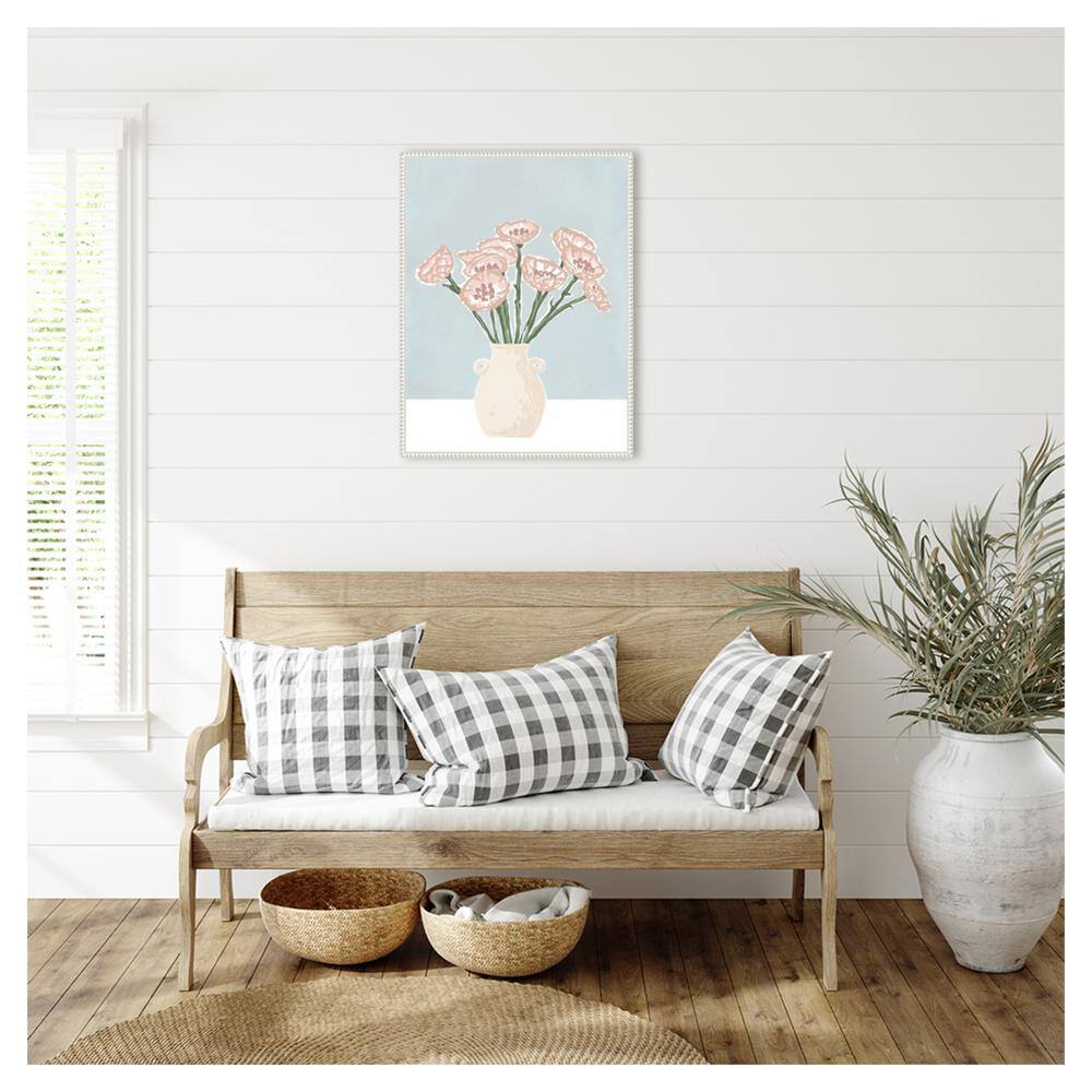 Renewed Bouquet II Pastel Pink Floral Canvas Wall Art with White Frame
