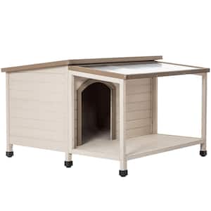 Outdoor Fir Wood Dog House with an Open Roof Ideal for Medium to Large Dogs House with Large Terrace