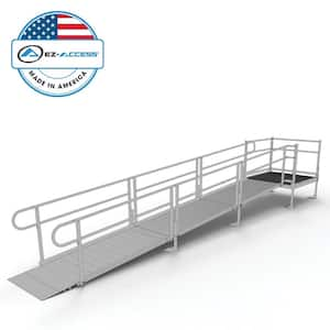 PATHWAY 18 ft. Straight Aluminum Wheelchair Ramp Kit with Solid Surface Tread, 2-Line Handrails and 4 ft. Top Platform