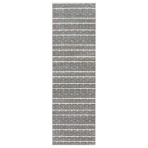 Missha Dario Beige/Black 2 ft. x 8 ft. Striped High-Low Indoor Runner Rug
