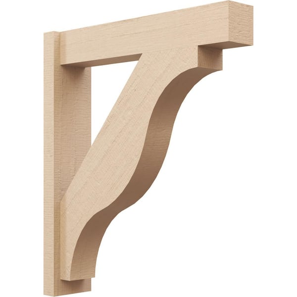 Ekena Millwork 6 in. x 32 in. x 28 in. Funston Block Rough Cedar Woodgrain Timberthane Polyurethane Outlooker, Primed Tan