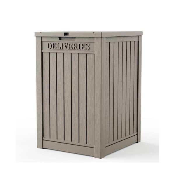 48-gallon Lockable Outdoor Parcel Drop Box With "deliveries" Sign, Weatherproof Resin
