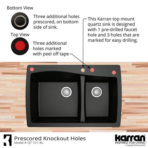 Drop-In Quartz Composite 34 in. 1-Hole Single Bowl Kitchen Sink in Black Drop-In Quartz Composite 34 in. 1-Hole Single Bowl Kitchen Sink in Black