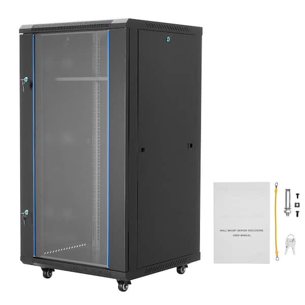 22U Network Cabinet Wall Mount, 23.6 in Depth, 300 lbs. Max Load Server Cabinet Rack Enclosure, Server Rack, A/V Devices