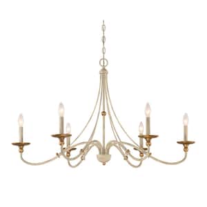 Westchester County 6-Farm House White with Gilded Gold Leaf Chandelier