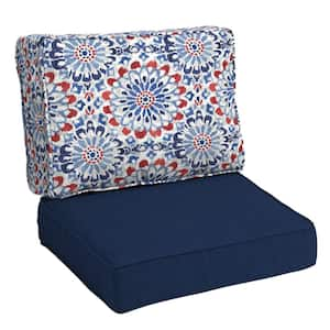 Sorra Home 23 in. x 27 in. Deep Seating Outdoor Pillow and Cushion Set in Sakari Ink