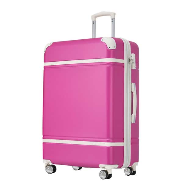 Tatahance 20 in. Pink Vintage Luggage Expandable Lightweight Suitcase with TSA Lock and Spinner Wheels