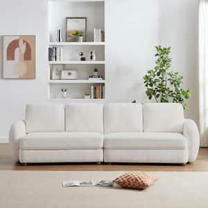 Valencia 115 in. Round Arm Boucle Fabric Modular Modern Sofa in Ivory