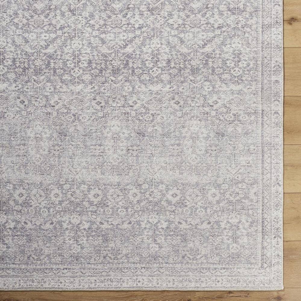 Gray 4' x 6' Vintage Damask Synthetic Area Rug
