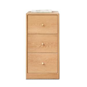 11.81 in. Oak FreeStanding Storage Cabinet Organizers with 3-Drawer
