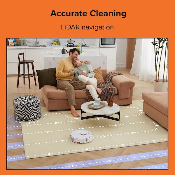 Roborock - S7 Robotic Vacuum with LiDAR Navigation, Sonic Mopping, , Bagless, Washable Filter, Multisurface in White