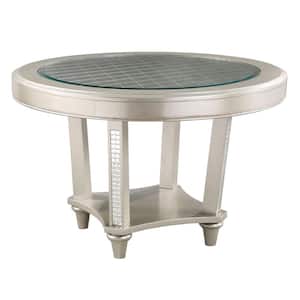 Deltona 47.75 in. Round Champagne Glass Dining Table