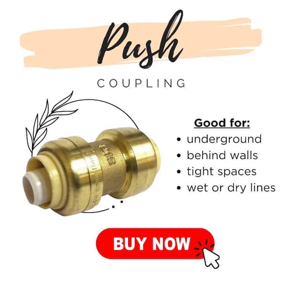 1/2 in. Brass Push Connect Plumbing Fitting Coupling (10-Pack)