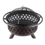 35.83 in. x 27.95 in. Round Metal Wood Burning Black Fire Pit