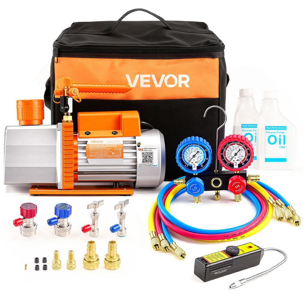 HO ホハフ　真空　7570B VEVOR AC Vacuum Pump and Gauge Set, 7 CFM 3/4 HP, Two Stage Rotary
