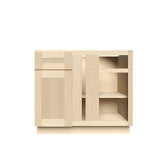 Lancaster Shaker Assembled 39 in. x 34.5 in. x 24 in. Blind Corner Base Cabinet in Natural Wood