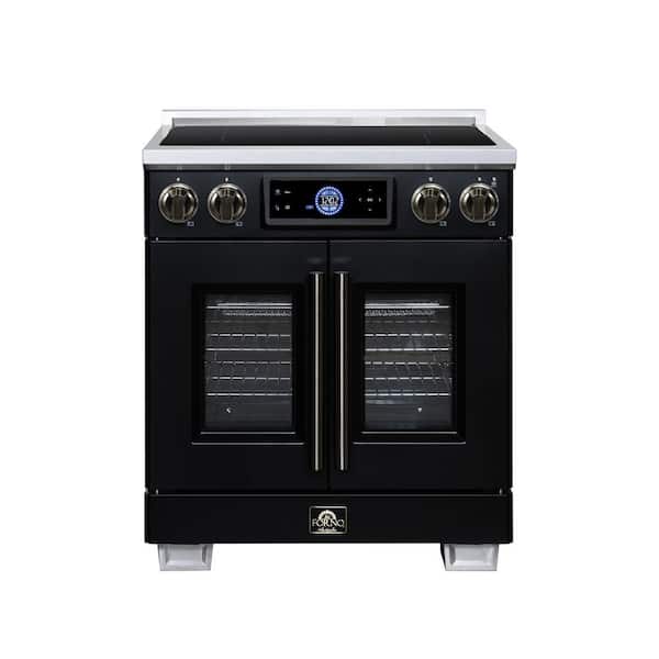 Maximus 30 in. Induction range, French Door, 4 Cooking Zones, 4.32 cf. Convection Oven, Black