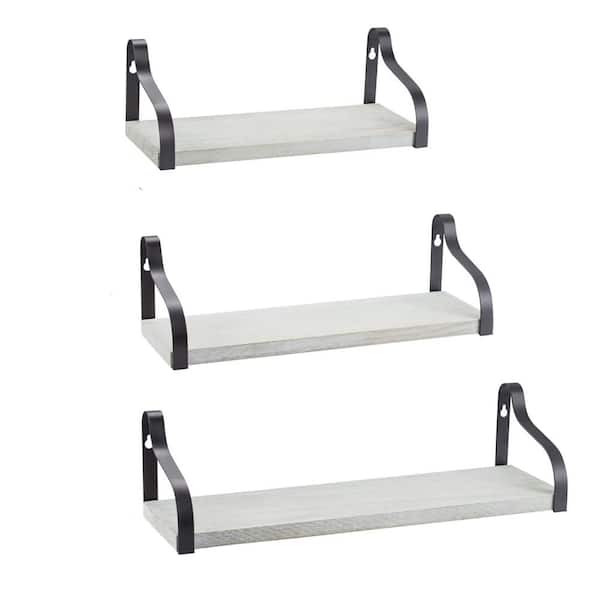 Oumilen Wall-Mounted Floating Shelf, Rustic Wooden Wall Shelves, Suitable for Living Room, Bedroom, Bathroom (Set of 3)