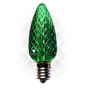 C9 LED Green Faceted Replacement Christmas Light Bulb (25-Pack)