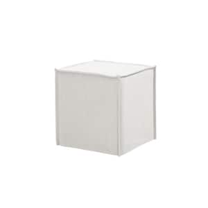 Pure White 100% Linen Square Standard 17.7 L x 17.7 W x 18.9 H Ottoman