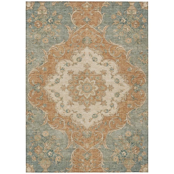 Chantille Machine Washable Indoor/Outdoor Abstract ACN3080 Teal 5 ft. x 7 ft. 6 in. Area Rug