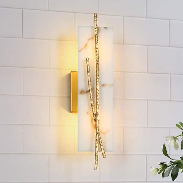 Uolfin 2-Light Brass Wall Sconce with Plate Opal Glass Shade