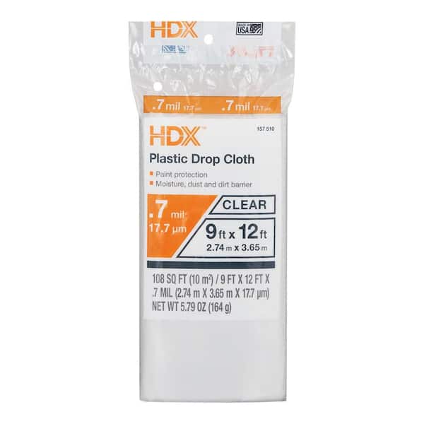 9 ft. x 12 ft. 0.7 mil Plastic Drop Cloth