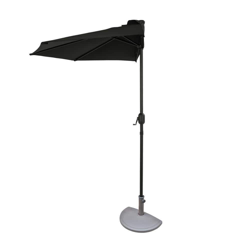 Lanai 9-ft Black Polyester Half Patio Umbrella with Steel Frame