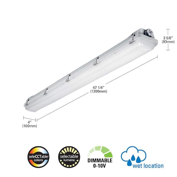 Vaportite 4 ft. White Integrated LED Commercial Industrial Vaportite with Adjustable CCT and Lumen