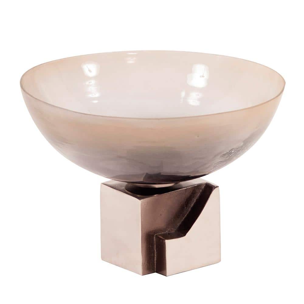 Handcrafted Ombre Glass Bowl with Silver Stand