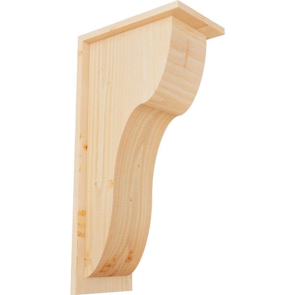 Ekena Millwork 7-1/2 in. x 12 in. x 24 in. Douglas Fir Carmel Smooth Corbel with Backplate