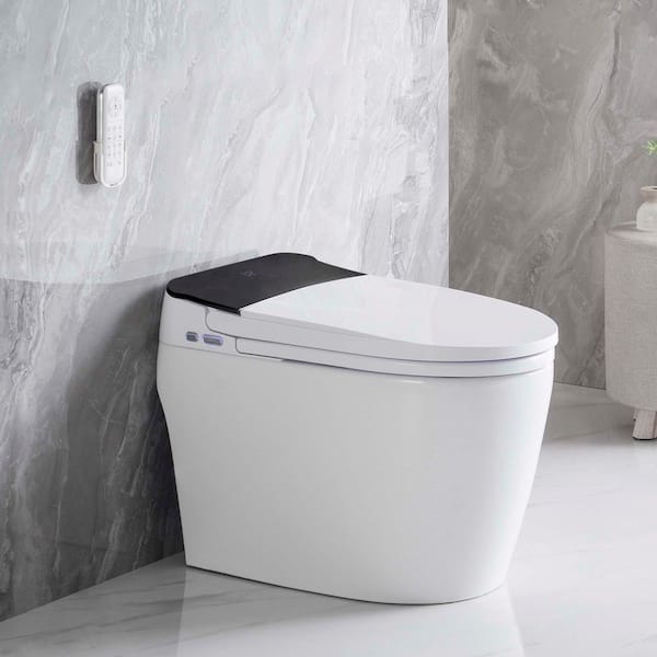 16.5 in. White Elongated Smart Toilet Bowl with Heated Bidet Seat, Intelligent Toilet, Feet Sensor, Auto Open Seat